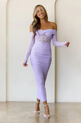 Raegan Mesh Midi Dress Lilac