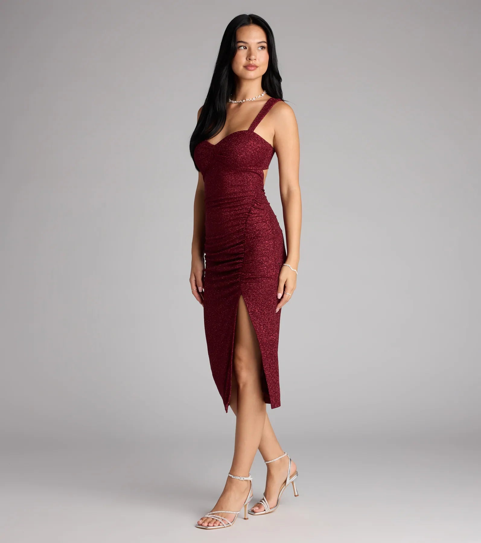 Savannah Glitter Cutout Midi Formal Dress