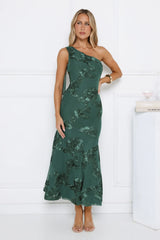 Tender Muse One Shoulder Maxi Dress Teal